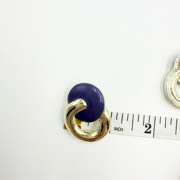 Blue colour Design Studs Clip On Earrings - Picture 8 of 9